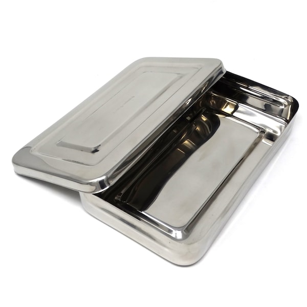 A2Z Scilab Stainless Steel Medical Instrument Box Organizer Storage Tray w/ Lid - 10Lx6W x2H A2Z-ZR-BOX1062 - main